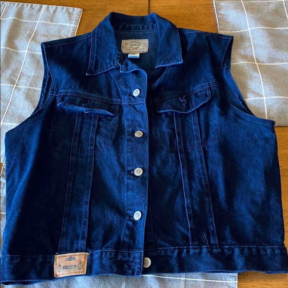 Navy Blue Jean Vest